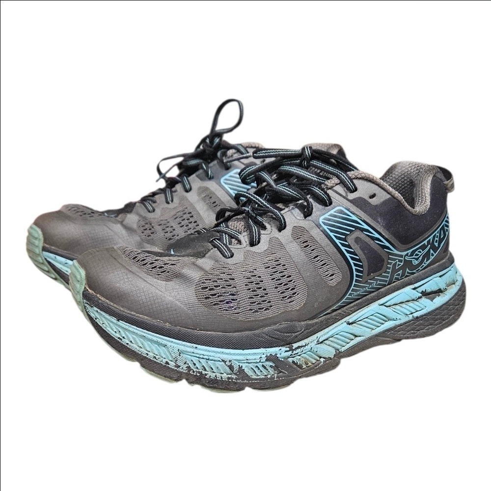 Hoka One One Stinson ATR 5 Womens 10 Trail Running Shoes Anthracite Azure Casual